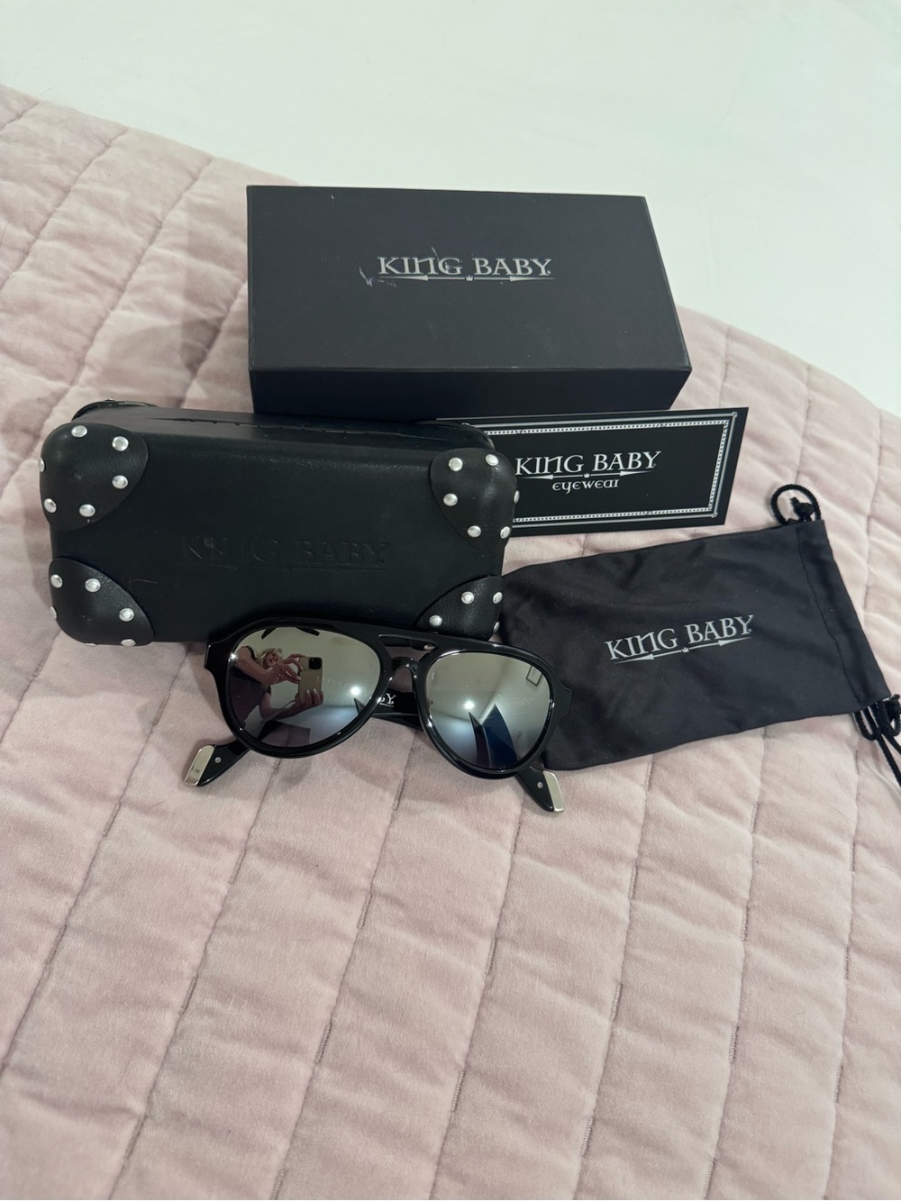 King Baby Studio Black Sunglasses with Branded Case